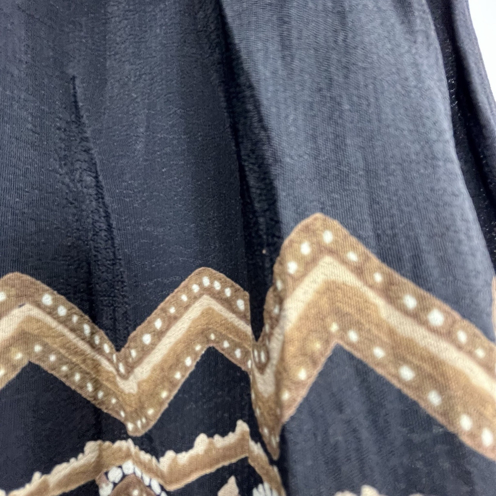 Caribbean Pacific Boho Wide Leg Pants Black Gold Beaded Rayon Size L - Picture 4 of 16